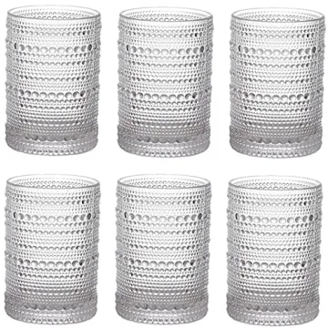 ZOOFOX 6-Piece Vintage Hobnail Glasses - Elegant 13 oz Tumblers for Every Beverage