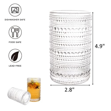 ZOOFOX Vintage Hobnail Drinking Glasses Set of 6