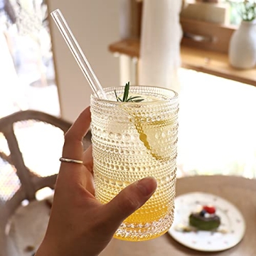 ZOOFOX Vintage Hobnail Drinking Glasses Set of 6