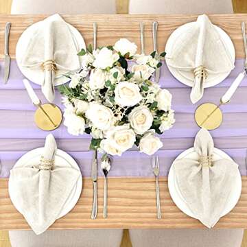 DOLOPL 2 Pack Light Purple Chiffon Table Runner 10ft Sheer Wedding Table Runner 29x120 Inches Romantic Tulle Table Runner for Wedding Decor Birthday Party Bridal Baby Shower Table Decoration