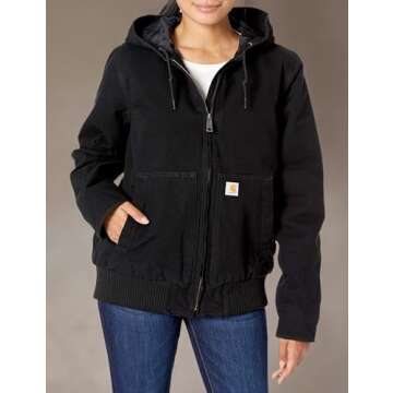Carhartt Women's WJ130 Washed Duck Active Jac, Black, X-Large