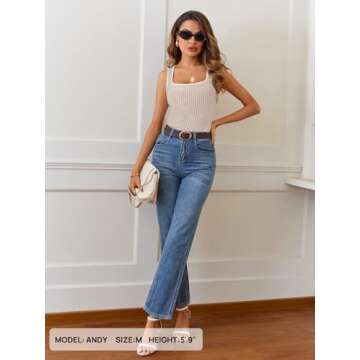 MEROKEETY Women's 2025 Sleeveless Ribbed Tank Tops Summer Square Neck Shirt Casual Slim Fit Basic Knit Tees Almond S