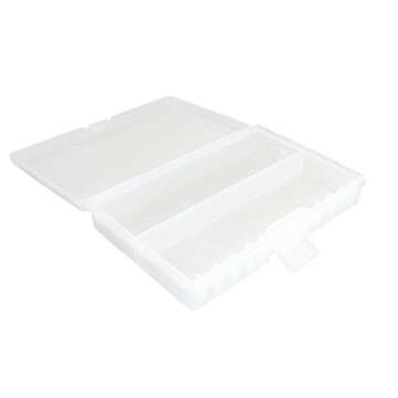 Foto&Tech AA AAA Battery Storage Box, Rechargeable Battery Storage Case Battery Holder Organizer Box Holds 46AA or 64AAA with Hinged Lid Charge Reminder Marking Non-Slip Bottom Sturdy Plastic Clear