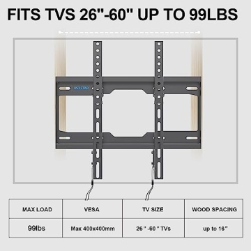 UL Listed Full Motion TV Wall Mount for 26-60 Inch TVs