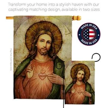 Sacred Heart of Jesus Garden Flag Catholic Home Decor Religious Faith Hope Grace Peace Dove Religion Easter Banner Lawn Porch Outdoor Wall Tapestry Indoor House Decoration Banner Small Christian Gift Made In USA