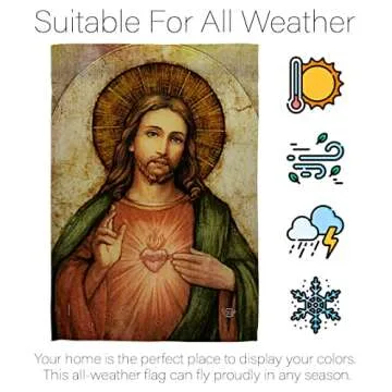 Sacred Heart of Jesus Garden Flag Catholic Home Decor Religious Faith Hope Grace Peace Dove Religion Easter Banner Lawn Porch Outdoor Wall Tapestry Indoor House Decoration Banner Small Christian Gift Made In USA