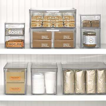 Stackable Storage Bins for Kitchen Organization - 2 Pack