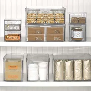 Stackable Storage Bins for Kitchen Organization - 2 Pack