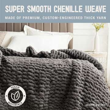 Chunky Knit Gray Blanket - Handmade Softness