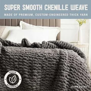 Chunky Knit Gray Blanket - Handmade Softness