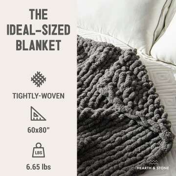 Chunky Knit Gray Blanket - Handmade Softness
