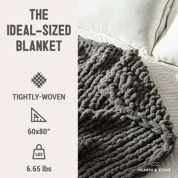 Chunky Knit Gray Blanket - Handmade Softness