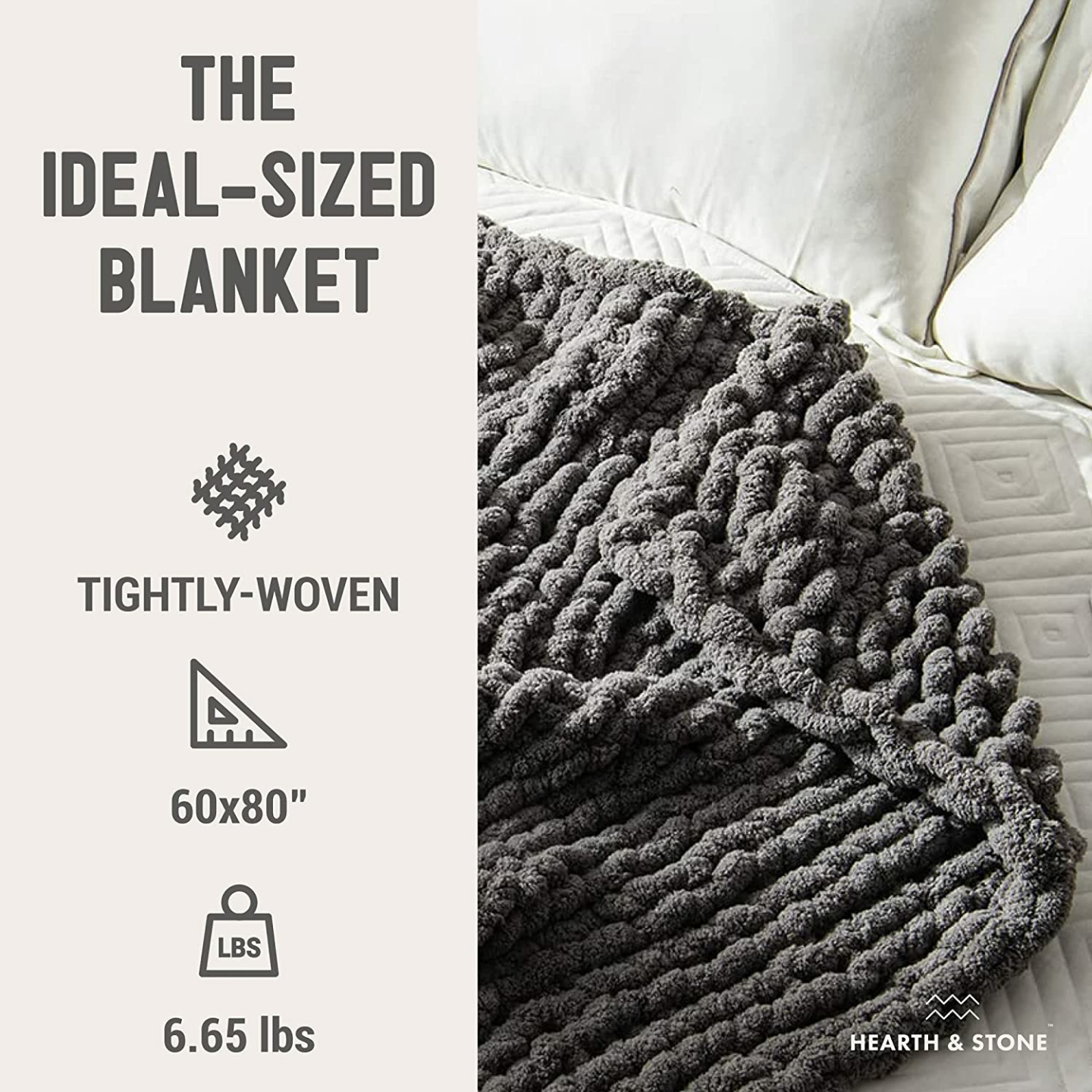 Chunky Knit Gray Blanket - Handmade Softness