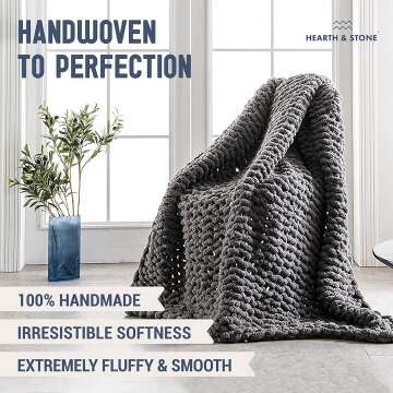 Chunky Knit Gray Blanket - Handmade Softness