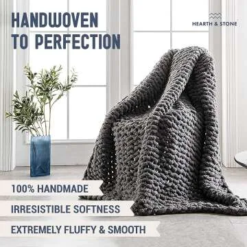 Chunky Knit Gray Blanket - Handmade Softness