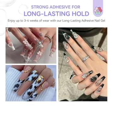 SAVILAND Rhinestone Glue for Nails: 2Pcs 20g Strong-Bond Nail Rhinestones Glue Gel with Precision Tip for Nail Charms, Gems and Jewels Decoration 3D Nail Art Gel Cured Need DIY Home Gift Women