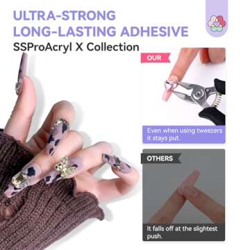 SAVILAND Rhinestone Glue for Nails: 2Pcs 20g Strong-Bond Nail Rhinestones Glue Gel with Precision Tip for Nail Charms, Gems and Jewels Decoration 3D Nail Art Gel Cured Need DIY Home Gift Women