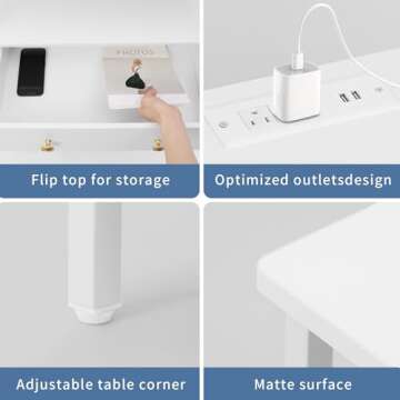 Edbuosy 3 Wooden Drawers Night Stand, 27 Inch Wide Nightstand with Charging Station and Adjustable Drawers, Bedside Table for Living Room/Bedroom/Office, White.