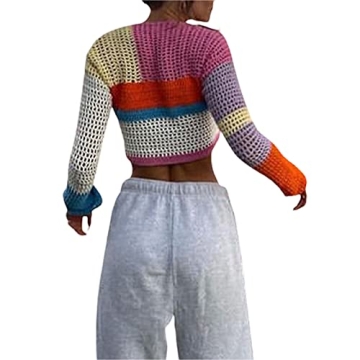 Vibrant Y2K Crochet Knitted Crop Top for Summer Fun