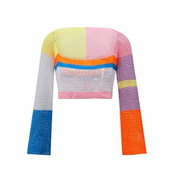 Vibrant Y2K Crochet Knitted Crop Top for Summer Fun