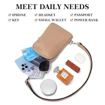 INICAT Nylon Small Crossbody Bags for Women 1L Sling Bag for Men Shoulder Bag Fanny Pack Travel Essentials(Khaki)