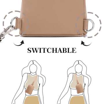 INICAT Nylon Small Crossbody Bags for Women 1L Sling Bag for Men Shoulder Bag Fanny Pack Travel Essentials(Khaki)