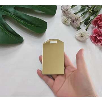 Set of 10 Mirrored Wedding Gift Tags, DIY Acrylic Blanks, Personalized Luggage Tag, Acrylic Christmas Ornament (Gold Mirror)