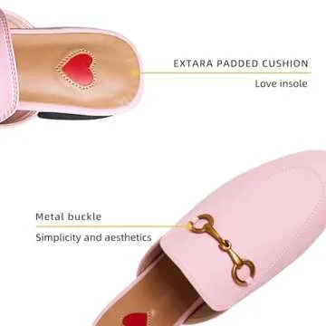 Vertundy Women's Mules Loafers Low Heel Flats Leather Slip On Backless Sandals for Girls Lady Work Slides