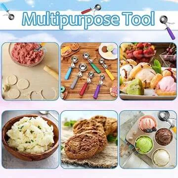 Hsei 6 Pcs Cookie Scoops Portion Scoop Stainless Steel Ice Cream Scooper with Handle for Baking Food Cookie Dough Cupcake Batter (Multi Color,40mm to 70mm)