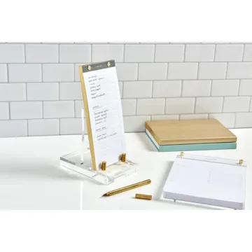 Elegant Russell+Hazel Acrylic Easel Stand with Gold Hardware