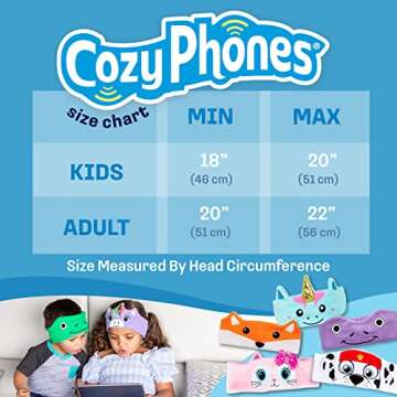 CozyPhones Over The Ear Headband Headphones - Kids Headphones Volume Limited with Thin Speakers & Super Soft Fleece Headband - Purple Frog