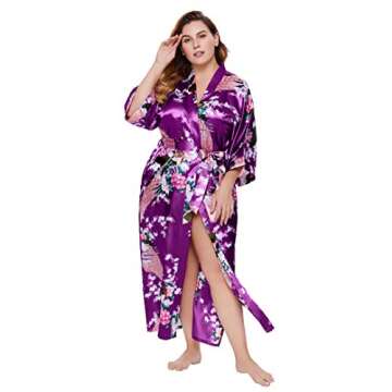Luxurious BABEYOND Women's Long Kimono Robe with Pockets