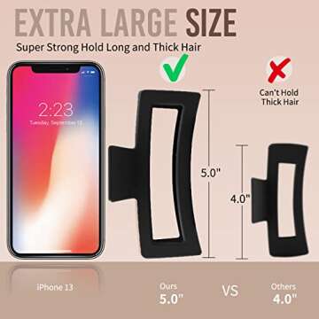 ZYTJ 5 Inche Black Extra Large Claw Clips for Thick Hair and Long Hair, 4 Pack Xl Jumbo Claw clips, ...