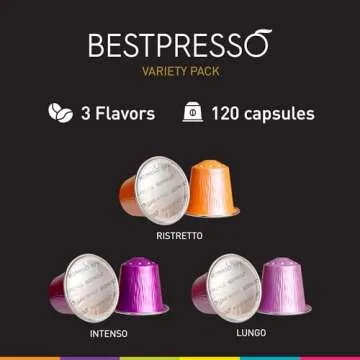 Bestpresso Coffee For Nespresso Original Machine 120 Aluminum Pods Certified Genuine Espresso Variety Pack Pods Compatible with Nespresso Original (Intense Variety Pack)