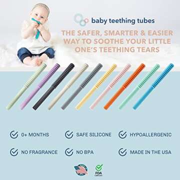 Baby Teething Tubes - Safe and Durable Silicone Infant Teether