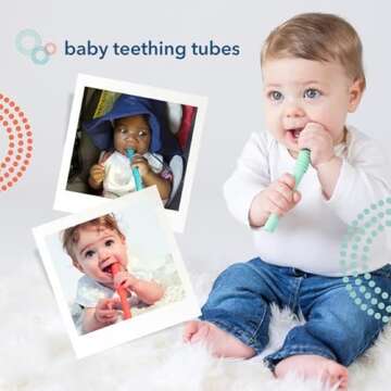 Baby Teething Tubes - Safe and Durable Silicone Infant Teether