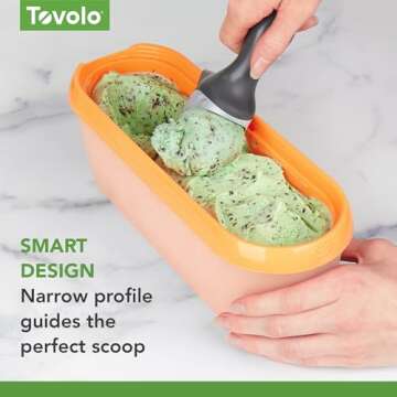Tovolo Glide-A-Scoop Ice Cream Tub, 1.5 Quart, Insulated, Airtight Reusable Container With Non-Slip Base, Stackable on Freezer Shelves, BPA-Free, Orange Crush