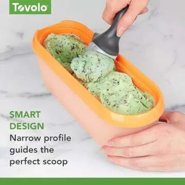 Tovolo Glide-A-Scoop Ice Cream Tub, 1.5 Quart, Insulated, Airtight Reusable Container With Non-Slip Base, Stackable on Freezer Shelves, BPA-Free, Orange Crush