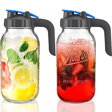 64oz Mason Jar Pitchers Set: Stylish Pitchers for Iced Tea, Juices, and More