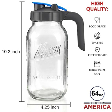 Versatile 64oz Mason Jar Pitcher for All Beverages