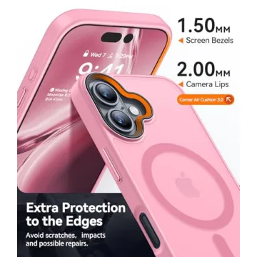 CANSHN Magnetic for iPhone 16 Plus Case [Compatible with MagSafe & MIL-Grade Drop Tested] Slim Translucent Matte Cover, Anti-Scratch Shockproof Phone Case for iPhone 16 Plus, Pink