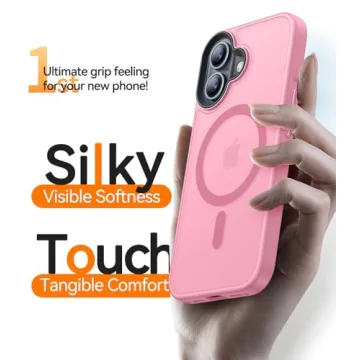 CANSHN Magnetic for iPhone 16 Plus Case [Compatible with MagSafe & MIL-Grade Drop Tested] Slim Translucent Matte Cover, Anti-Scratch Shockproof Phone Case for iPhone 16 Plus, Pink