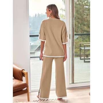 LILLUSORY Travel Outfits Women 2024 Summer Fall Clothes 2 Piece Lounge Two Piece Matching Going Out Knit Loungewear Sweat Sets Casual Pants Suits Sweatsuits