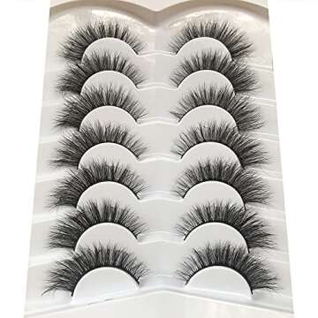 Pooplunch False Eyelashes Cat Eye Look Fluffy Wispy Faux Mink Lashes 7 Pairs 14MM Natural Extension ...