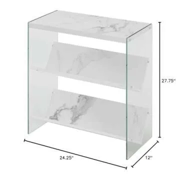 Convenience Concepts Soho Bookcase, White Faux Marble / Glass