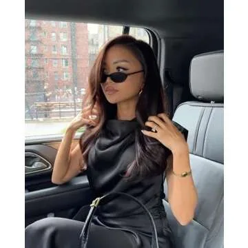 GUVIVI Retro Oval Sunglasses for Women Chic Cat Eye 90s Sunnies Lightweight Narrow Shades Trendy UV protection Sun Glasses