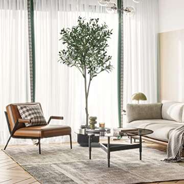 VIAGDO Artificial Olive Tree 5.25ft Tall Fake Potted Olive Silk Tree with Planter Large Faux Olive Branch and Fruits Artificial Tree for Modern Home Office Living Room Floor Decor Indoor, 1032 Leaves