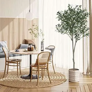 VIAGDO Artificial Olive Tree 5.25ft Tall Fake Potted Olive Silk Tree with Planter Large Faux Olive Branch and Fruits Artificial Tree for Modern Home Office Living Room Floor Decor Indoor, 1032 Leaves