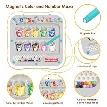 KWYZ 2 in 1 Magnetic Color & Number Maze for Toddlers