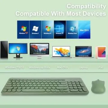 Arcwares Wireless Keyboard and Mouse Combo - Sweet Green Design for Ergonomic Comfort